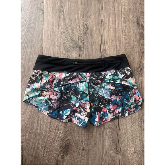 Lululemon 4 Speed Up Short Color Crush Pink Blue Teal Black size 8 - Picture 2 of 5
